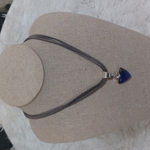 Jay King Lapis and Blue Agate Pendant with Suede Cord Necklace NEW